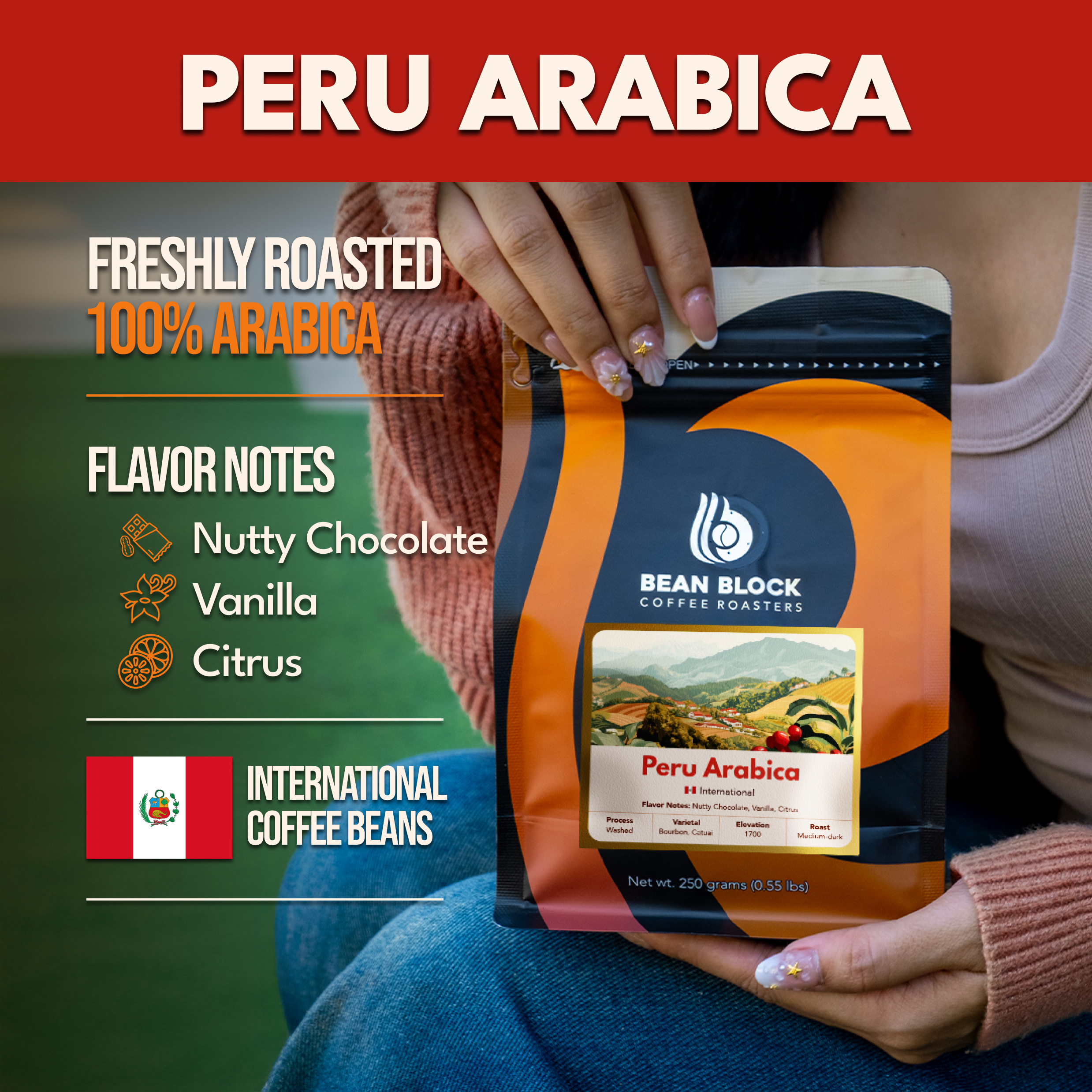 Peru Arabica Coffee Beans - Freshly Roasted, Premium Quality - Roasted in Philippines by Bean Block Coffee Roasters